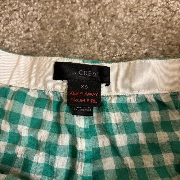 J Crew Women's Green Gingham Sleep Shorts Size XS Summer Lounge Preppy #123 - Picture 4 of 6